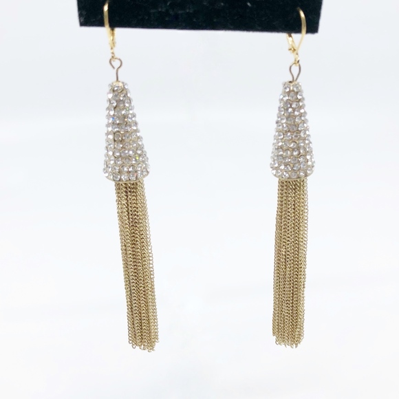 ✨sold✨ earrings • rhinestone encrusted cone tassel - Picture 4 of 4